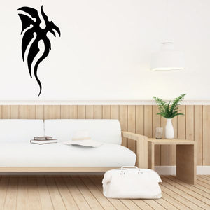 Black tribal dragon wing wall decal with flame-like tribal detailing