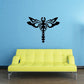 Ornate tribal dragonfly wall decal with dark black winged design and long body