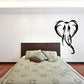 Tribal elephant head decal in black with outlined trunk and tusks