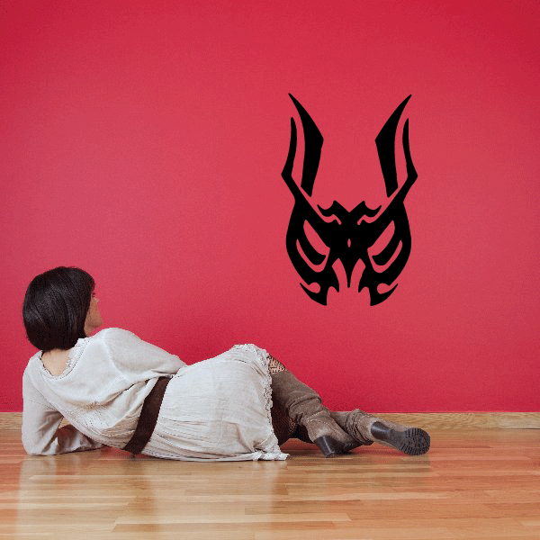 Black tribal bunny mask decal with sharp flame-like eye and mouth shapes