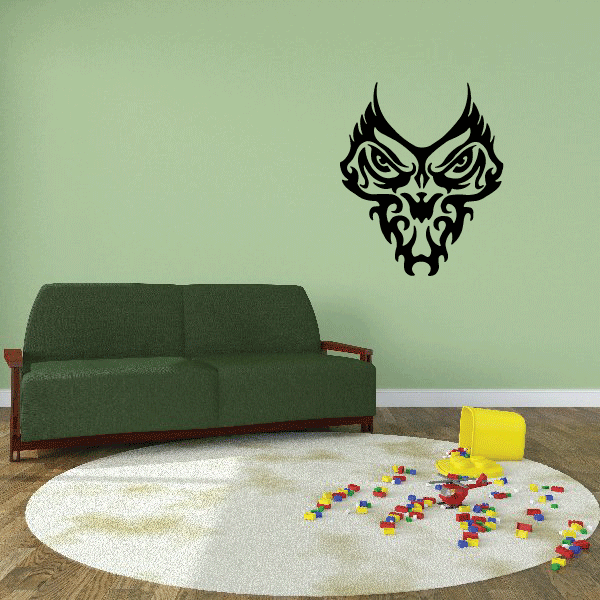 Tribal evil eyes mask wall decal, black tribal face design