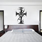 Tribal face wall decal, black stylized mask with tribal accents and sharp lines