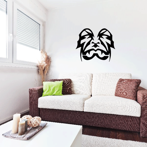 Tribal face paint decal, black mask-like design with mustache