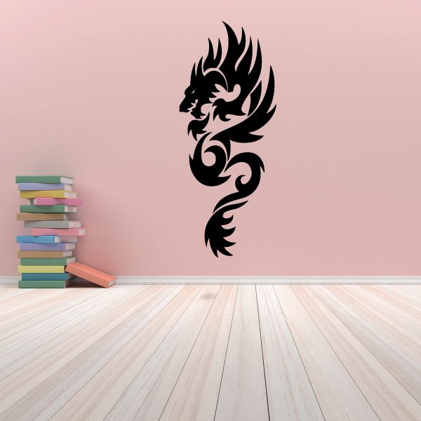 Tribal fire dragon decal with black flame-style dragon silhouette