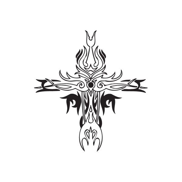 Image of Tribal Fire Outline Cross Decal