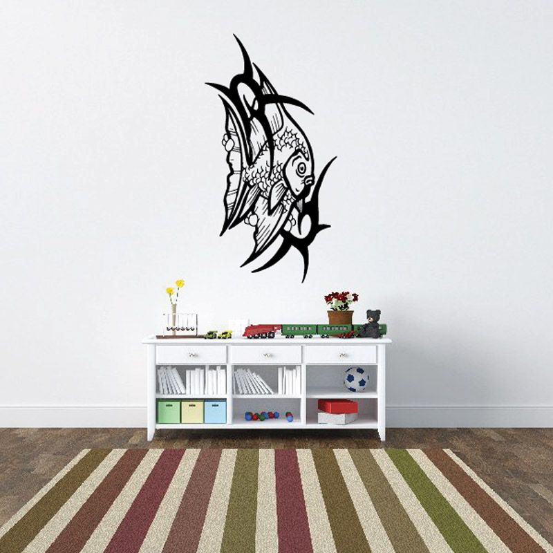 Black tribal fish wall decal vinyl sticker