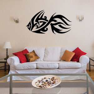 Tribal fish wall decal, black tribal fish design