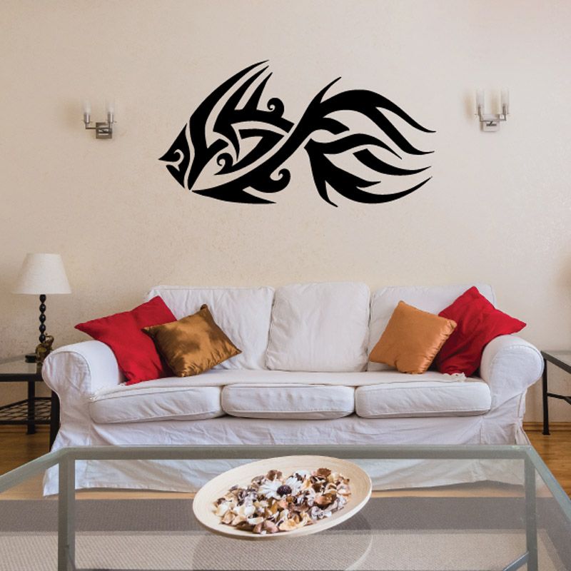 Tribal fish wall decal, black tribal fish design