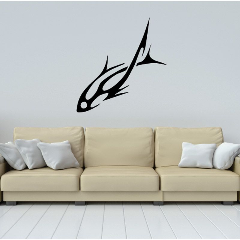 Tribal fish wall decal, black vinyl design