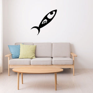 Tribal fish wall decal, black vinyl sticker with tribal eye and fins