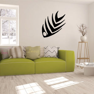 Black tribal fish wall decal with curved, spiral fin details