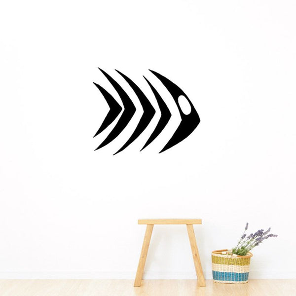 Black tribal fish vinyl wall decal with stylized arrow-like fins