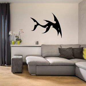 Tribal fish wall decal: black shark silhouette with fins and tail.