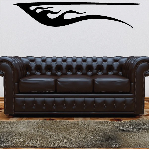 Tribal flame wall decal with bold black sweeping flame shape