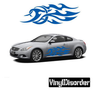 Tribal flames vinyl decal with blue flame graphics for cars or walls