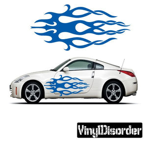 Tribal flames vinyl decal with blue flame pattern for car or wall