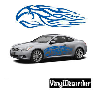 Tribal flame vinyl decal sticker with blue tribal flame design for car or wall