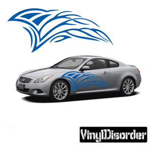 Blue tribal flame vinyl decal for car body