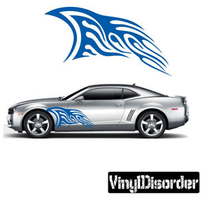 Tribal flame vinyl decal with blue tribal flame graphic