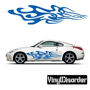 Tribal flames vinyl car decal with blue tribal flame graphic