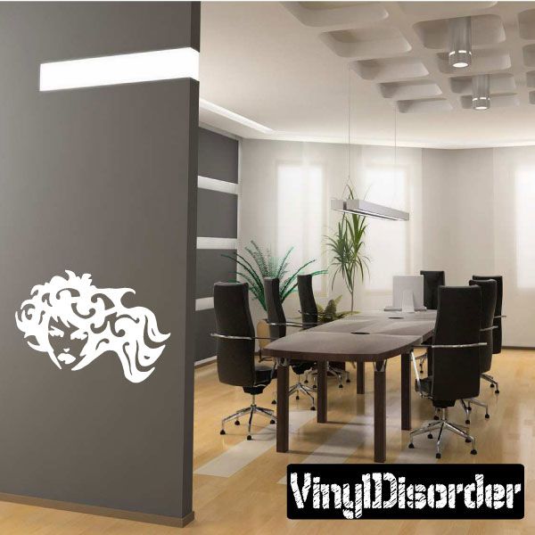 Tribal flowing hair wall decal in white, with swirling decorative lines