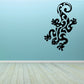 Black tribal gecko decal with swirling line art