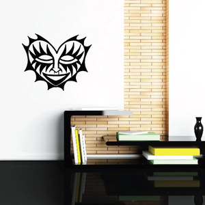 Tribal heart mask decal, black tribal-style face with heart shape accents