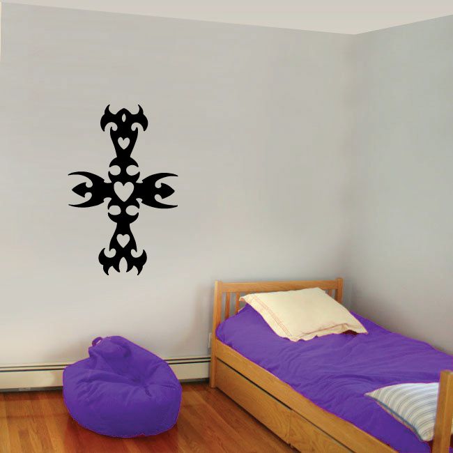 Image of Tribal Heart Cross Decal