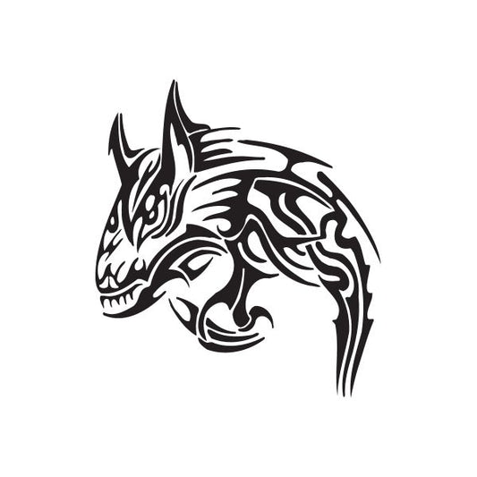 Image of Tribal Hunting Wolf Head Decal