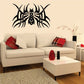 Tribal spider wall decal, black stylized spider with web-like lines and face details