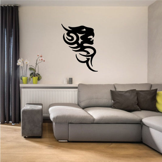 Image of Tribal Lion Face Tattoo Decal