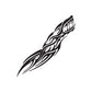 Tribal wolf head decal in black with white tribal line accents