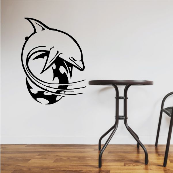 Image of Tribal Moon and Dolphin Decal