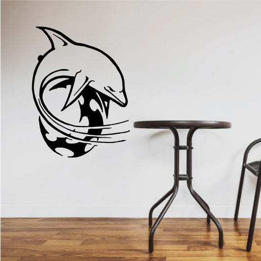 Image of Tribal Moon and Dolphin Decal