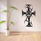 Tribal moon cross wall decal, black tribal cross with moon face graphic