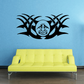 Tribal moon smiling decal with decorative black face and swirl accents