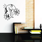 Crescent moon with flowers tribal wall decal in black and white outline