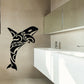 Tribal orca whale vinyl decal, black, stylized tribal pattern.