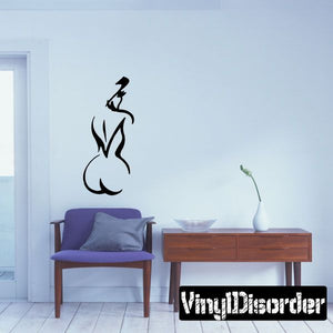 Tribal outlined woman wall decal, black silhouette with pointed hair
