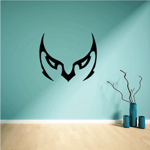 Tribal owl mask decal, black tribal owl face graphic
