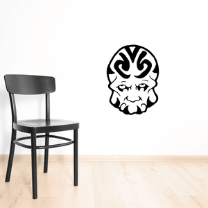 Tribal paint skull decal with black face and tribal swirl details