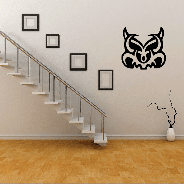 Tribal pig mask decal, black stylized boar head graphic