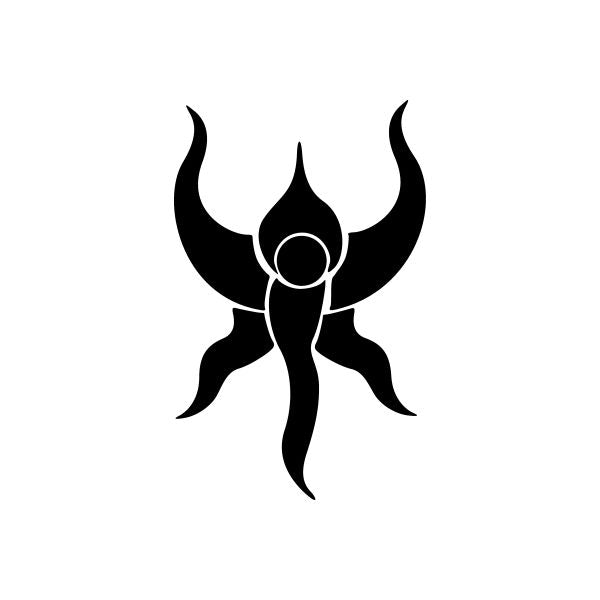 Black tribal car vinyl decal sticker with central circle and horn-like arms