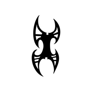 Tribal car vinyl decal sticker with black horned emblem and linework