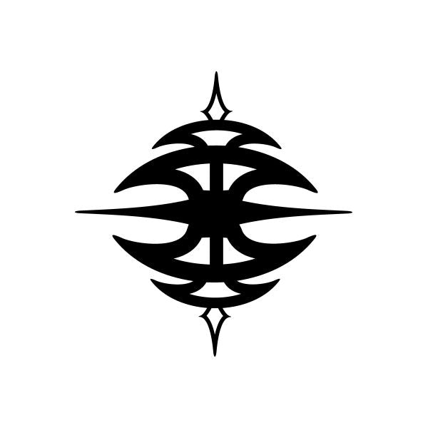 Tribal swirl car vinyl decal sticker, black interlaced lines with center cross