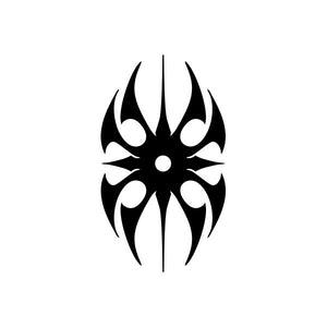 Tribal car vinyl decal sticker, black flame-like emblem with central dot