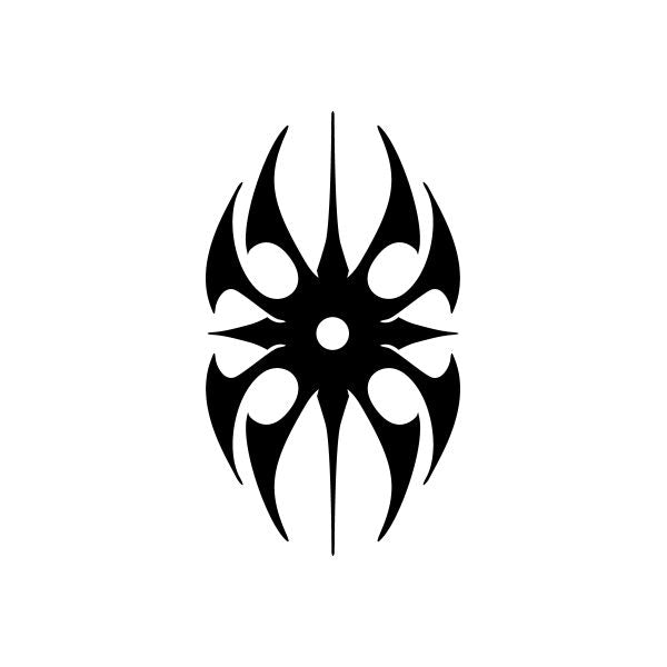 Tribal car vinyl decal sticker, black flame-like emblem with central dot