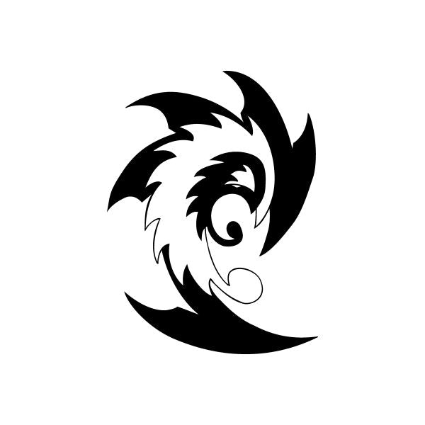Tribal car vinyl decal sticker with black swirled dragon head design