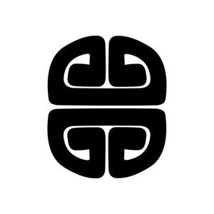 Black tribal-style car vinyl decal sticker with curved lines and emblem