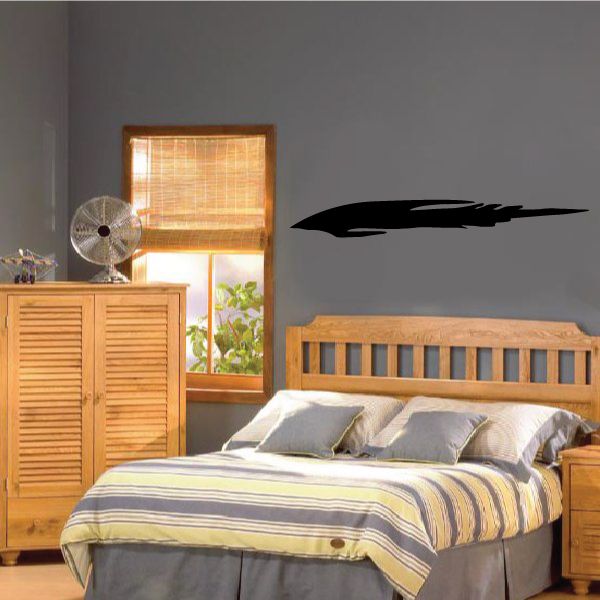 Black tribal pinstripe wall decal vinyl, curved wing-like shape with stripes